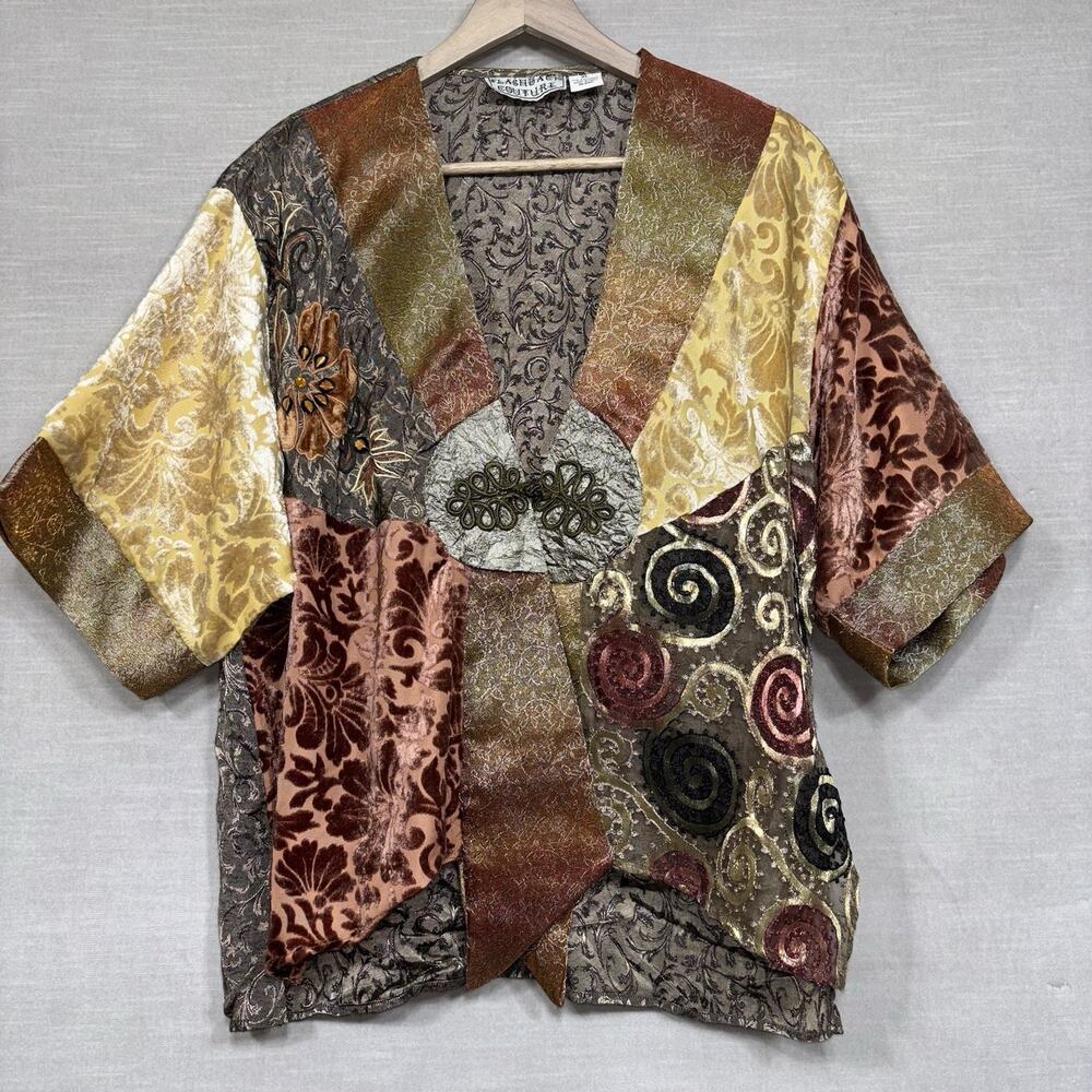 XL Patchwork Velvet Short Sleeve Jacket in Multi